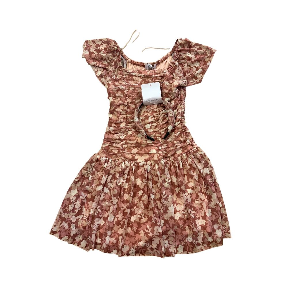 Spechless Kids Girls Floral Ruched Skater Dress Headband Set Size 10 Pink